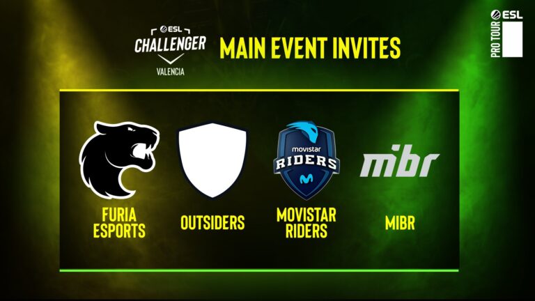 MIBR, FURIA, Outsiders and Movistar Riders invited to ESL Challenger Valencia 2022!