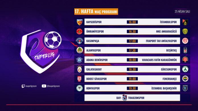 eSüperLig 17. Hafta Programı Yayınlandı